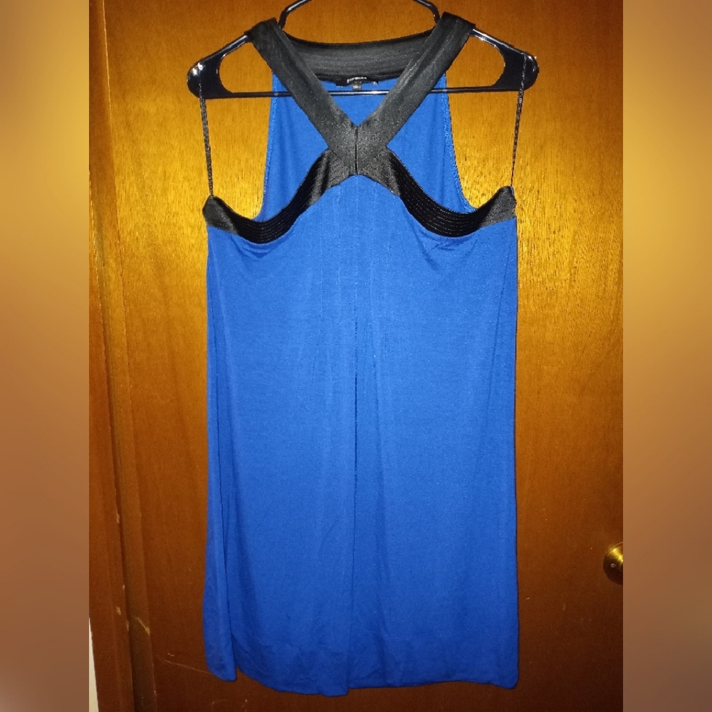 Express: New Blue Dress With Black Neckline